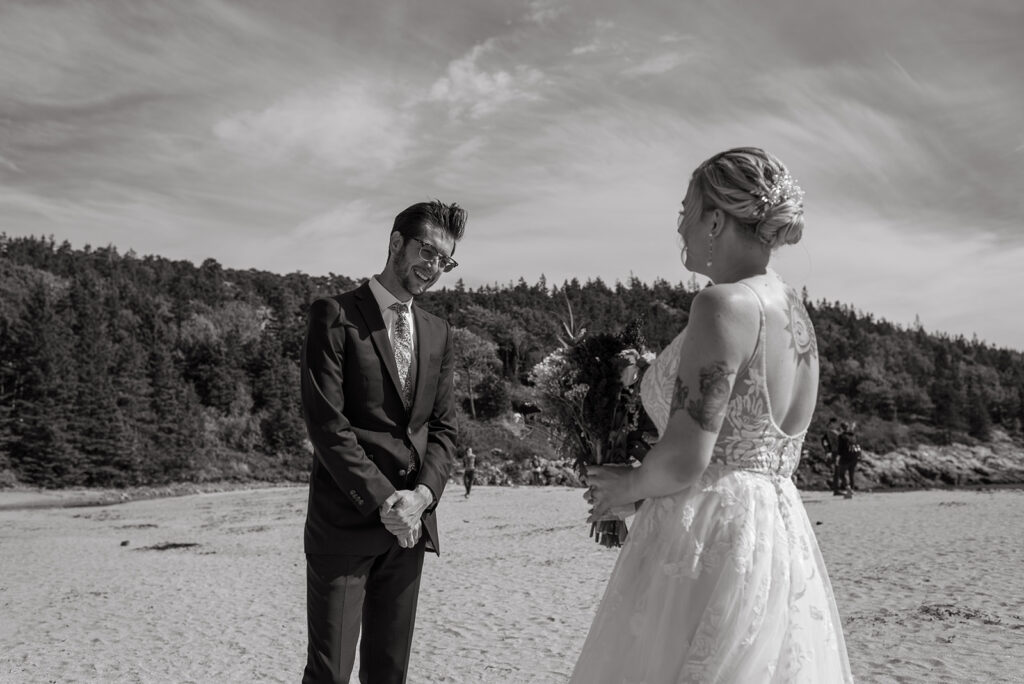 Acadia Maine elopement on Sand Beach