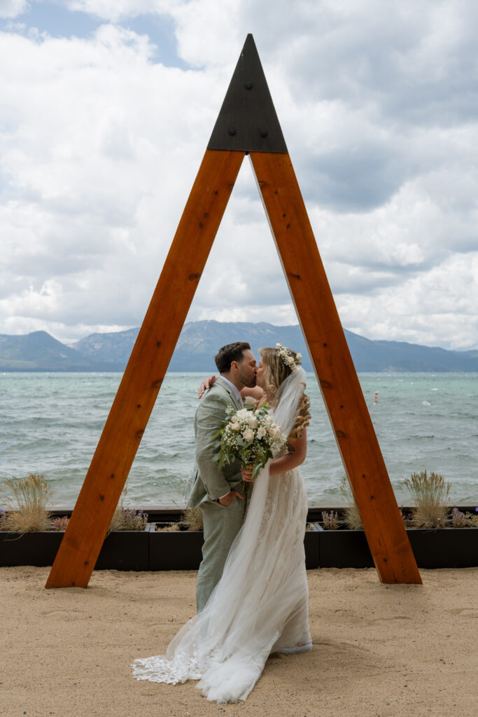 South Lake Tahoe first look before their Emerald Bay elopement ceremony