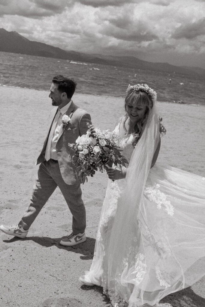 South Lake Tahoe first look before their Emerald Bay elopement ceremony